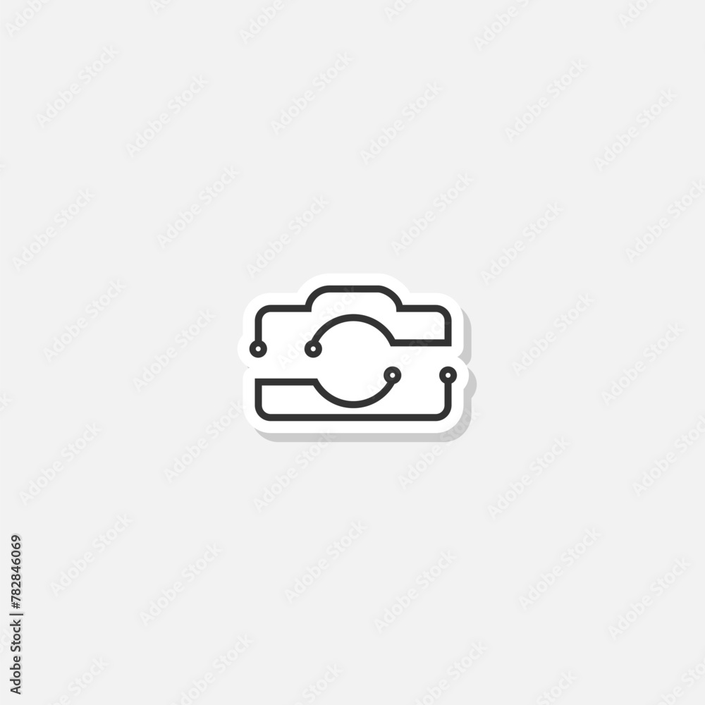 Tech Camera logo design sticker isolated on gray background Tech Camera logo design sticker isolated on gray background