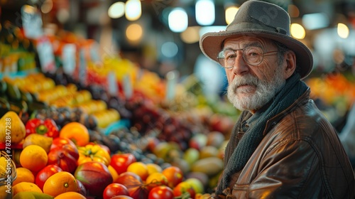 Local farmer's markets with an old man photo