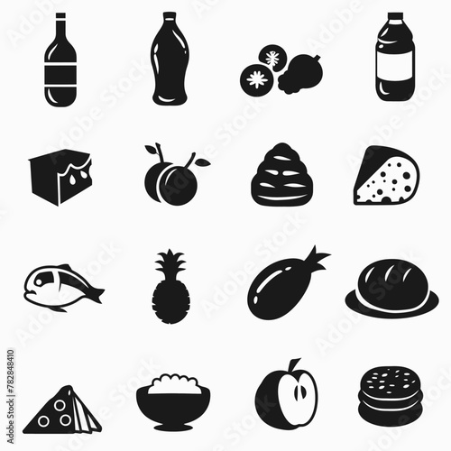 a collection of food and drink icons