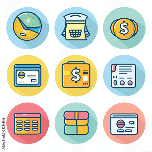 a bunch of different colored icons on a white background