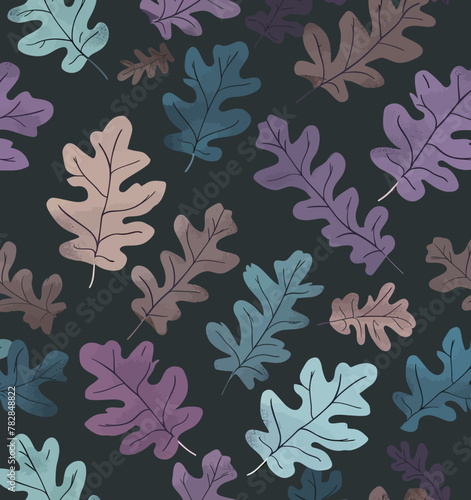 a pattern of leaves on a black background