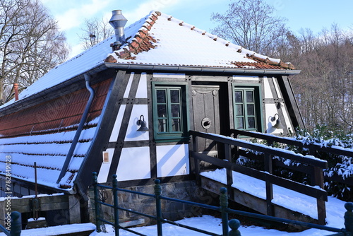 Historisches Fachwerkhaus im Winter in Iserlohn im Sauerland	 photo