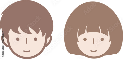 男の子　女の子　顔　アイコン