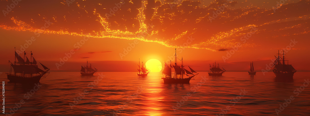 Voyage of Dusk: Navigating Through Sunset Seas