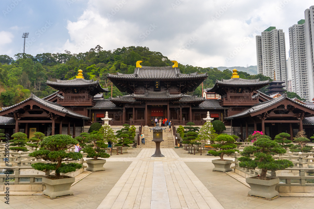 Chi Lin Nunnery , Buddhist temple complex during sunny day in Diamond Hill , Hongkong : 26 March 2024 Chi Lin Nunnery , Buddhist temple complex during sunny day in Diamond Hill , Hongkong : 26 March 2024