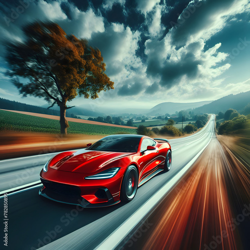 The Speed Spectrum: A Red Sports Car’s High-Octane Display of Velocity © 7day