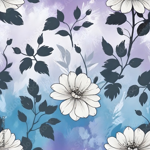 Blue purple background and white flowers