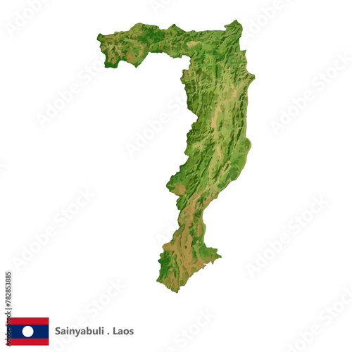 Sainyabuli  Province of Laos Topographic Map  EPS 