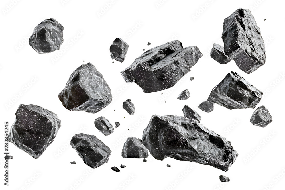 Naklejka premium Floating black stone on white
