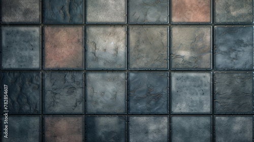 Top View From Tile Squares In Different Shades Of Blue Textur Backdrop - Generative AI