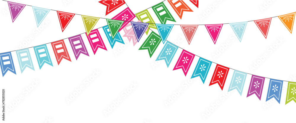 Fototapeta premium Tr triangle flag on transparent background. Vector illustration. Illustration material: colorful triangle flag ·