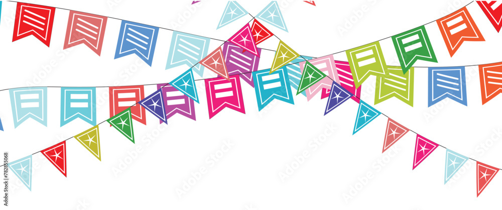 Fototapeta premium Tr triangle flag on transparent background. Vector illustration. Illustration material: colorful triangle flag · 