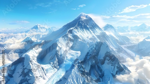 Scientists Conducting Research on AweInspiring D Rendered Everest Peak Generative ai