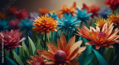 Paper cut flowers with copy space © mischenko