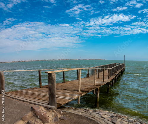 Old dock in the waterfront of Walvis Bay, Namibia photo