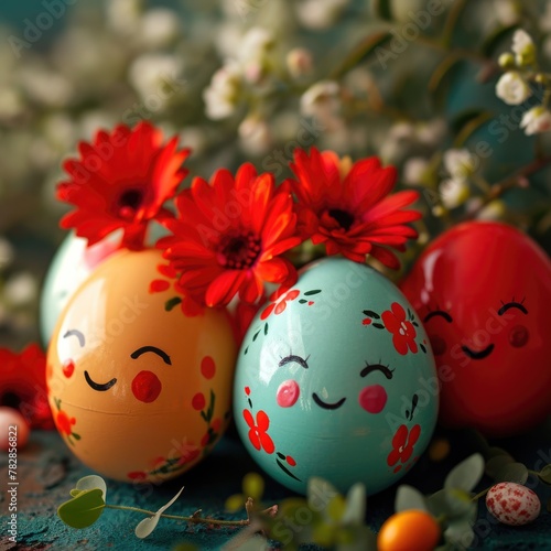 Easter Eggs with Flowers - Decorated for the Holiday