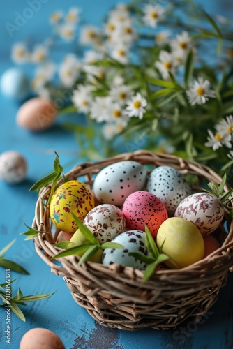 Easter Basket with Decorated Eggs