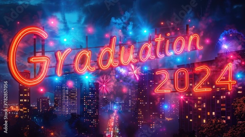 Celebratory Fireworks and Neon Lights for Graduation 2024.