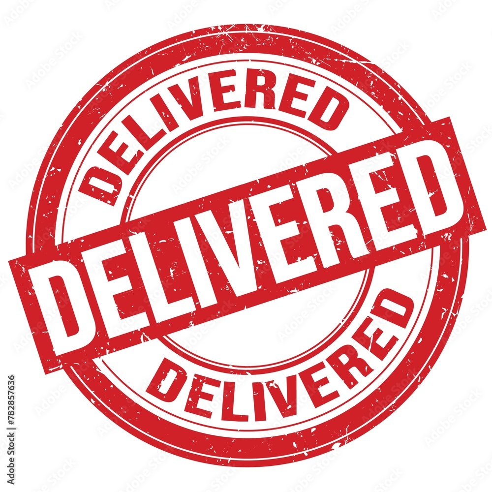 DELIVERED text written on red round stamp sign DELIVERED text written on red round stamp sign