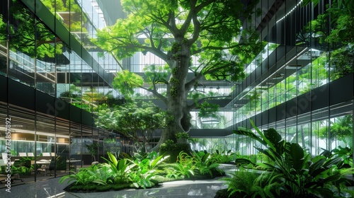 Office building with trees and water. © muhammad