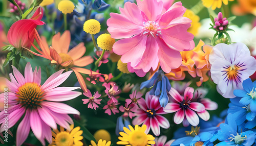 Beautiful floral summer background. Generative ai design.