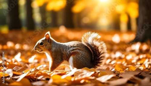 Curious Squirrel in Autumn Forest