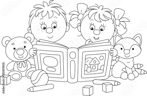 Funny little boy and girl r...