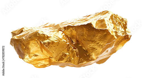 shiny gold nugget gleaming on white background, symbol of wealth