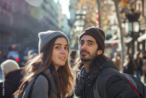 Young beautiful couple in Barcelona