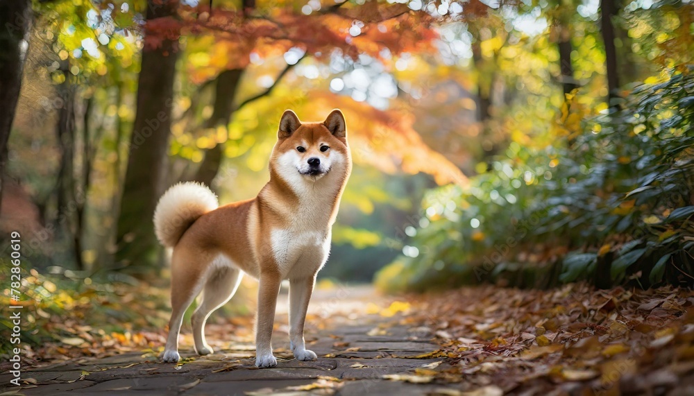 Autumn Reverie: Shiba Inu Amidst a Tapestry of Fall Colors