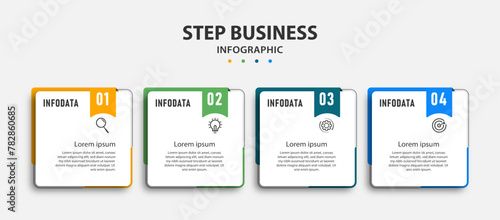 Step Business infographics design template. timeline with 4 options. can be used for workflow diagram, info chart, web design. vector illustration.