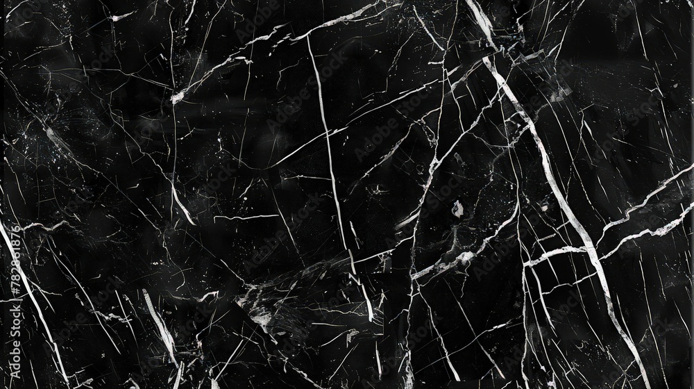 A seamless, natural black marble texture with subtle white veining throughout. 