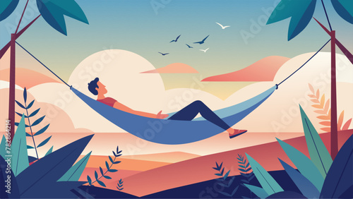 Taking a moment to unwind swaying on a hammock the light breeze and soothing sounds of birds providing a peaceful respite from the chaos of the