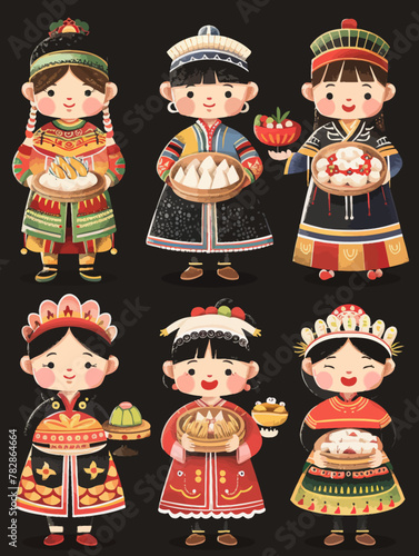a group of children dressed in traditional chinese costumes