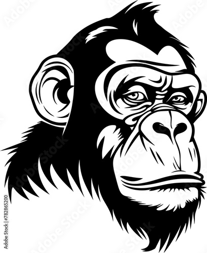 Monkey silhouette icon in black color. Vector template design. © StocknPicture