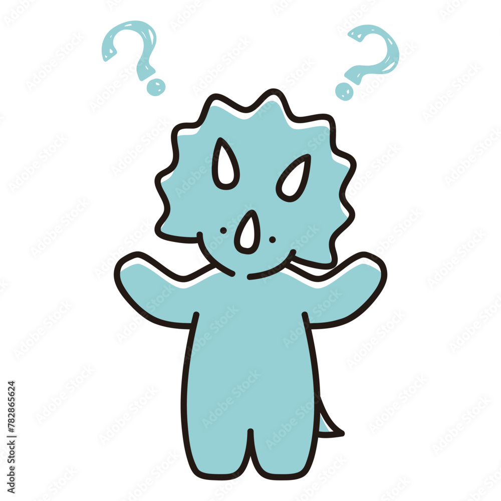 Obraz premium 首をかしげてお手上げなベビートリケラトプスのイラスト