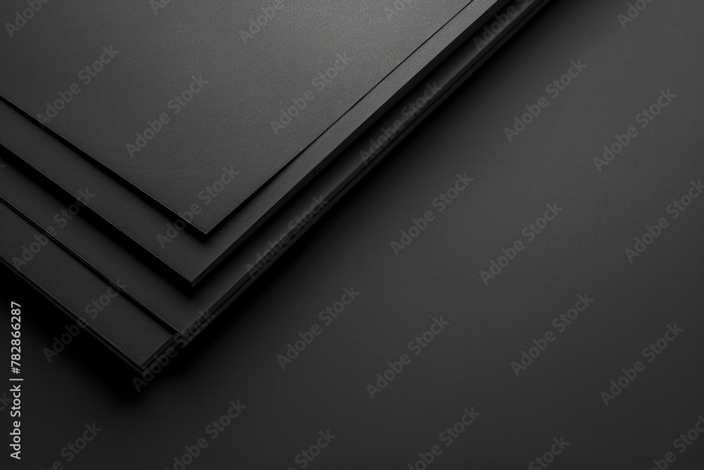 Blank black color A4 paper on a black desk Blank black color A4 paper on a black desk