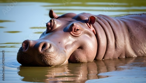 A-Hippopotamus-With-Its-Eyes-Closed-Enjoying-A-Su- 2