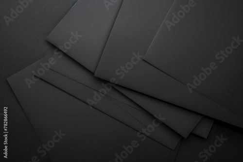 Blank black color A4 paper on a black desk