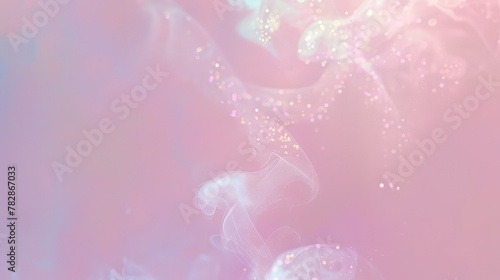 An airy, pink pastel background with a holographic overlay that diffuses light, creating a dreamy, soft-focus effect.