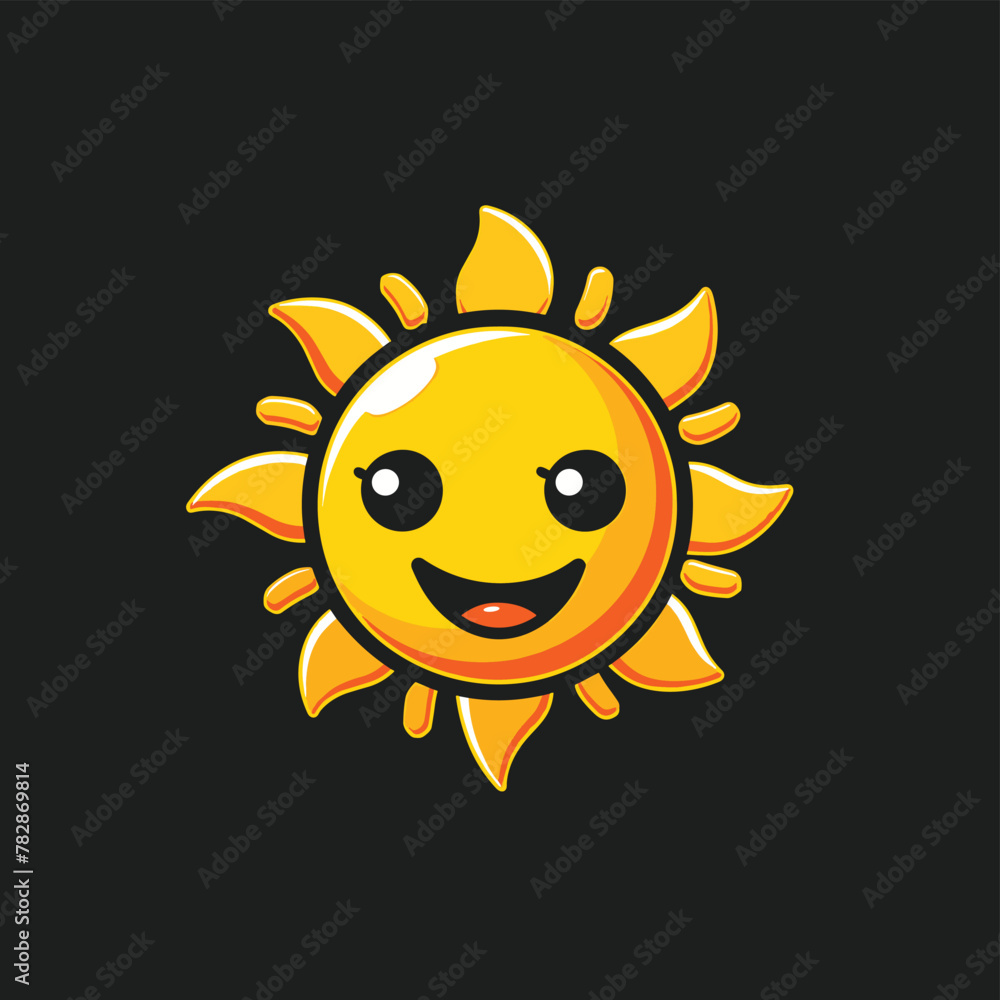 Cute smiling sun cartoon character illustration vector artwork