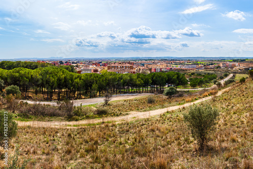Panoramic view of Figueres city skyline as seen from Sant Ferran castle in Figueres, Catalonia, Spain