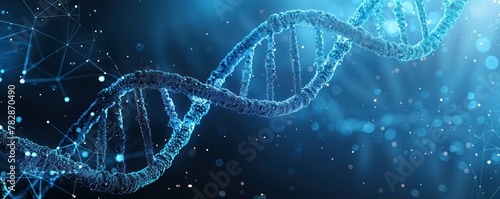 A blue DNA strand with a lot of dots