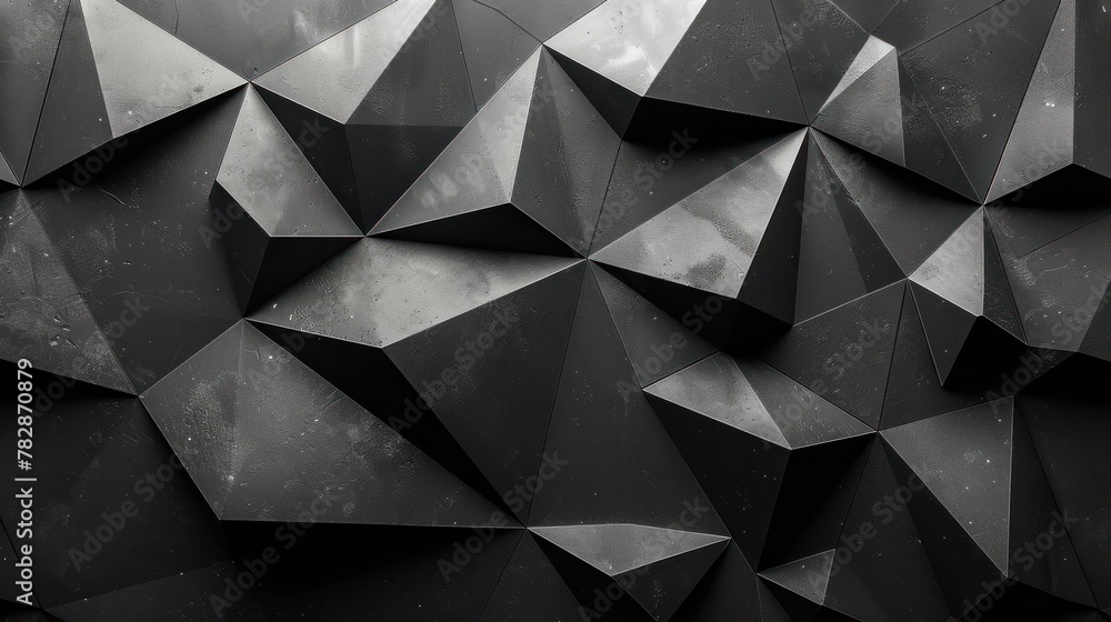 Fototapeta premium A black and white image of a wall with triangles and squares
