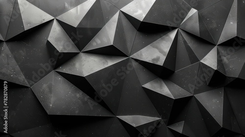 A black and white image of a wall with triangles and squares