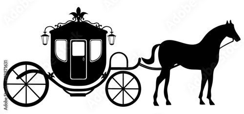 carriage horse - cinderella car - illustration - silhouette