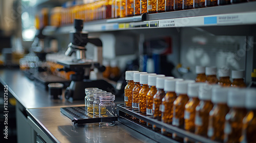 Laboratory Equipment: A laboratory bench is filled with an array of scientific equipment, including microscopes, test tubes, and centrifuges. Each tool serves a specific purpose in photo