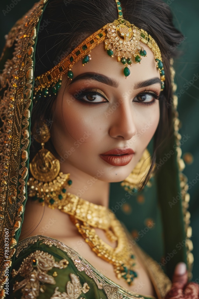 A beautiful Indian woman dressed in an elegant bridal outfit, Fictional Character Created by Generative AI. A beautiful Indian woman dressed in an elegant bridal outfit, Fictional Character Created by Generative AI.