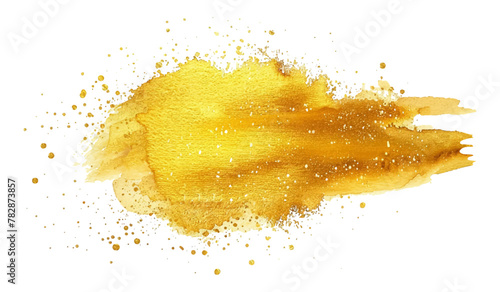 Yellow Gold watercolor spot glitter and splash hand drawn background. 