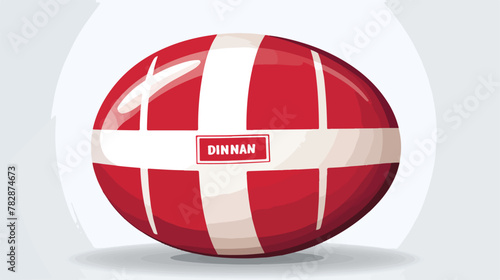 Denmark national flag rugby ball. 2d flat cartoon v